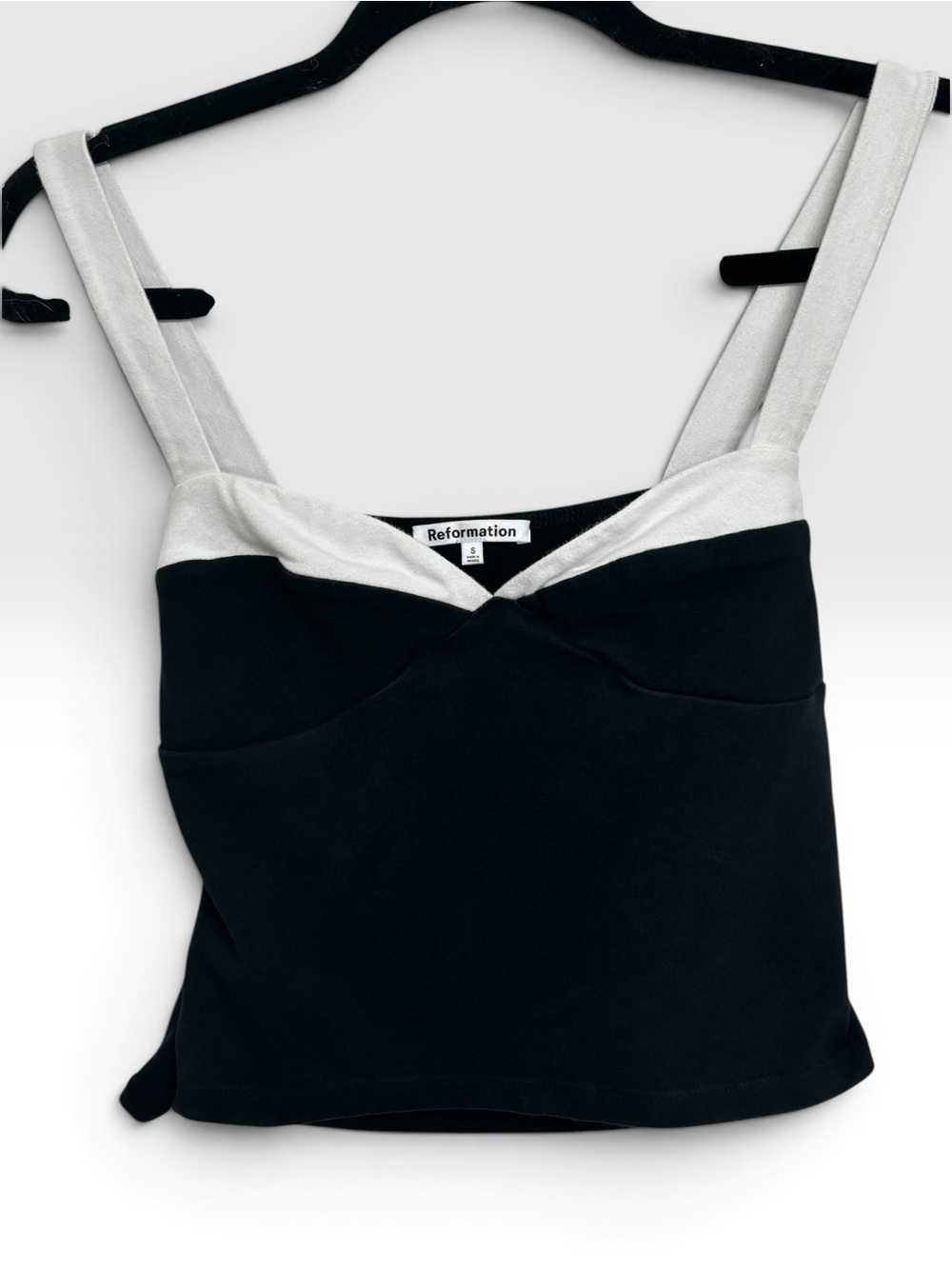 Reformation Harlan Knit Top Black & White Contrast Tank Top Size Small - Picture 3 of 5